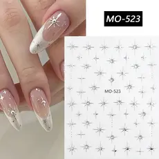 3D Strass Ouro Prata Estrela Lua Bronzeamento Adesivos De Unhas Linha Simples Design Luz Decalques Luxo Da Arte Do Prego