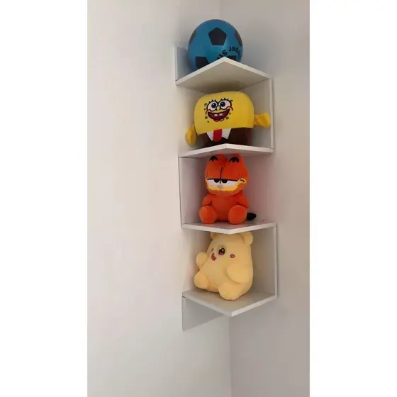 Prateleira De Canto Reto Livros Nicho Decoração Estante Multiuso Mdf Branca