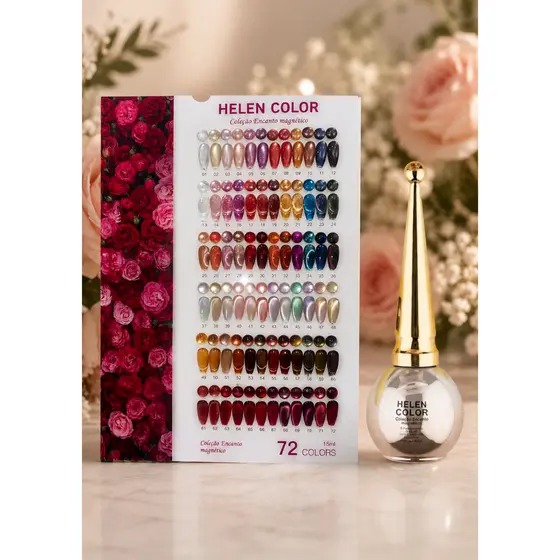 Esmalte em Gel Magnético Helen Color 15ml | Efeito Cat Eye 9D | Coleção Encanto Magnético | Alta Durabilidade