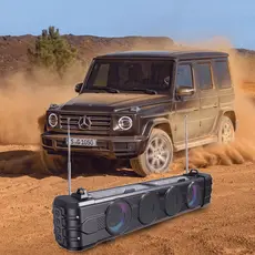 Caixa de Som Bluetooth Solar para Uso Externo, Soundbar Estéreo com Graves Potentes, Luz RGB e Rádio FM Subwoofer Portát