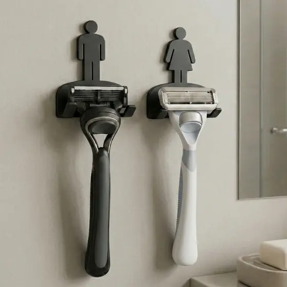 Kit 2 Suporte Porta Gillette De Parede Sem Furo Organizador Femininos e Masculinos