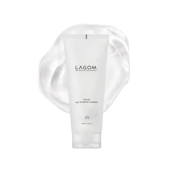 Gel de Limpeza Facial LAGOM Cellup Gel To Water, Limpeza Facial Suave para a Manhã com Aqualicia Hidratante, Textura em