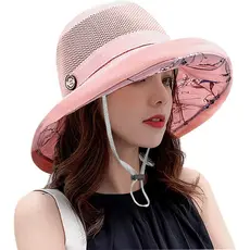 Chapéus de Sol Femininos de Aba Larga com Borda Metálica, Proteção UV para Verão, Praia, Pesca, Caminhadas, Jardim, Viag