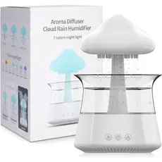 Umidificador de Ar cjc Cloud Rain para quarto com sons relaxantes de chuva, auxílio para dormir, luz noturna em forma de