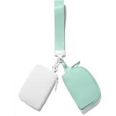 Viverte Mini Carteira de Pulso com Zíper e Chaveiro, Pequena e Portátil, com Dois Compartimentos, Bolsa de Moedas Destac