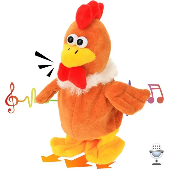 Frango Falante Hopearl que Repete o que Você Diz, Pintinho Andante, Brinquedo Interativo Elétrico Animado, Pelúcia Falan