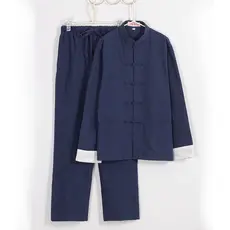 Terno Tang de algodão puro para idosos de meia-idade estilo chinês tamanho grande Hanfu Tai Chi terno Layman terno de al