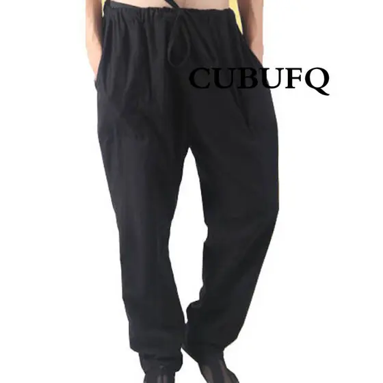 Calças masculinas de algodão puro tang terno calças confortáveis calças casuais velho pano grosso tang terno calças masc