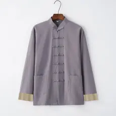 Masculino juventude estilo chinês algodão linho estilo chinês Hanfu Tang terno jaqueta Retro fivela Layman chinês montan