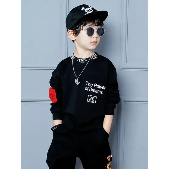 Meninos camiseta de manga comprida primavera outono 2025 novo estilo puro algodão camisa de fundo do bebê topo 6 criança