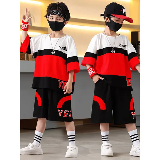 Roupas infantis camiseta de manga curta meninos terno de verão 2026 novo estilo 8 bebê meninos costura topo calças de ci