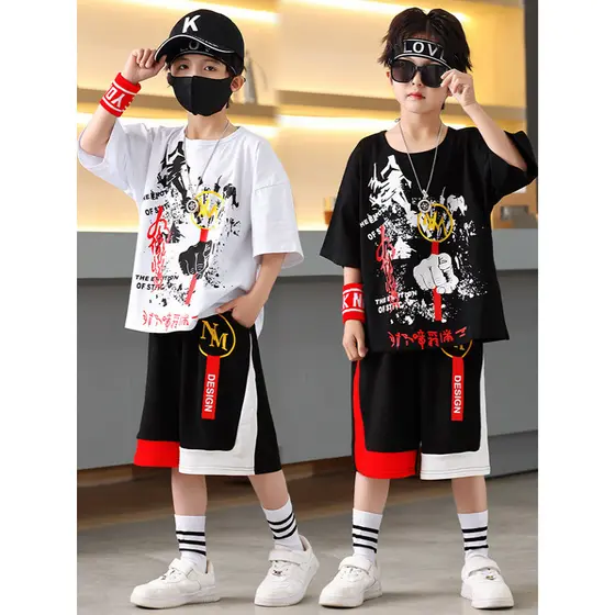 Roupas de verão masculinas para crianças mais velhas 2026 novo estilo nacional na moda roupas infantis camiseta Shorts d