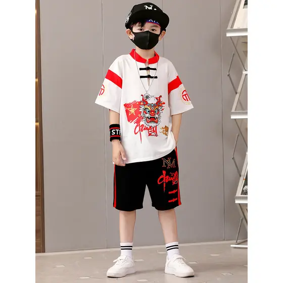 Crianças roupas infantis meninos camiseta de manga curta terno roupas de verão 2026 novo estilo médio grande meninos dan