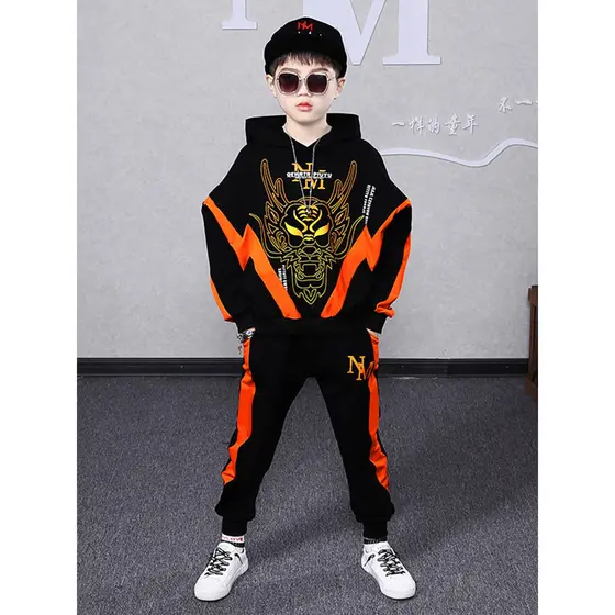 Meninos frito rua moletom terno roupas de outono 2026 novo estilo roupas de primavera dominador grandes roupas infantis