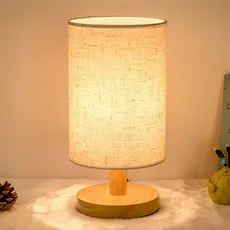 Luminária De Mesa Abajur Rústico Madeira Com Abajur de Tecido Para Quarto