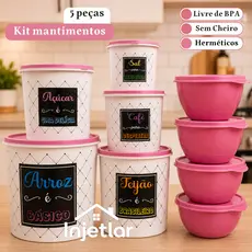 Kit de potes mantimentos com 9 peças para cozinha