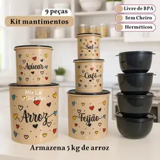 Kit de potes para mantimentos de cozinha com 5 peças + 4 potes redondos plásticos