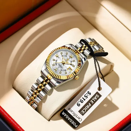 POEDAGAR Relógio Feminino de Luxo de Marca de Topo Relógio Feminino Elegante de Aço Inoxidável Relógio Feminino À prova