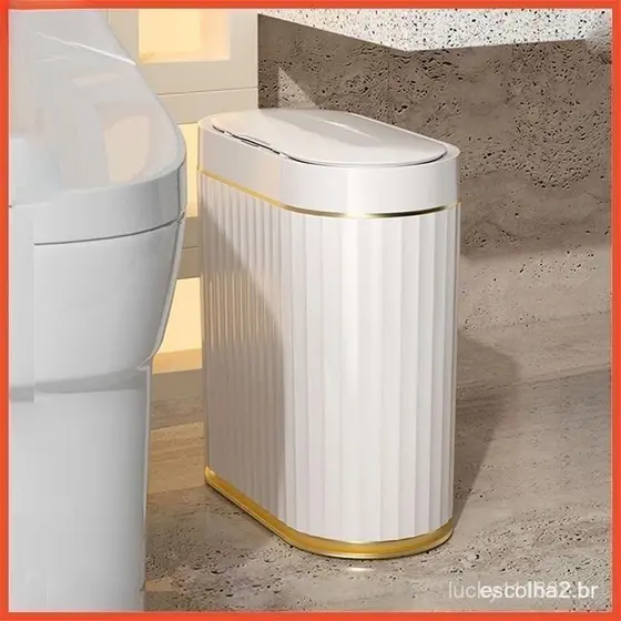 Lixeira de Cozinha e Banheiro com Sensor Inteligente Iluminação Luxuosa Sala de Estar Lixeira Elétrica à Prova d'Água