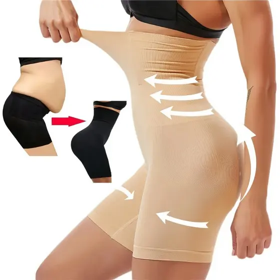 (Novo modelo)Short Cinta Modeladora 4 Barbatanas Alta Compressão Não Enrola Zero Transparência Formato Shorts