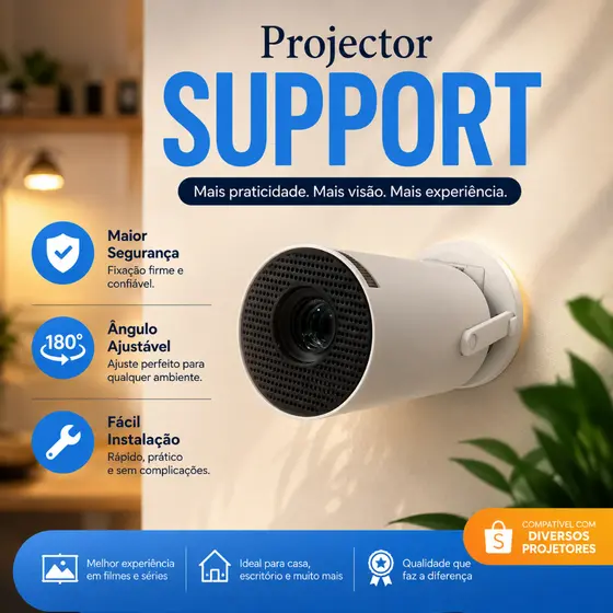 🎥 Suporte de Parede para Projetor Hy300 com Buchas e Parafusos