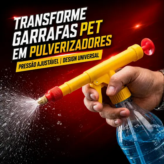 Pulverizador Manual Universal para Garrafa Pet, Bico Regulável com Pressão, Borrifador para Jardim e Limpeza