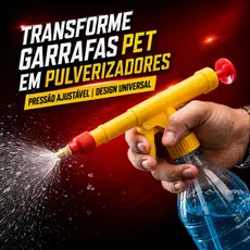 Pulverizador Manual Universal para Garrafa Pet, Bico Regulável com Pressão, Borrifador para Jardim e Limpeza