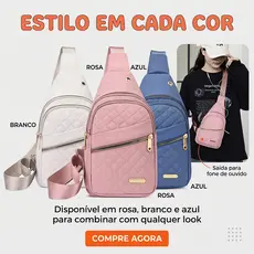 Bolsa Peitoral Feminina Matelassada Multiuso Bolsa de Ombro Transversal com Saída para Fone Nylon Resistente Dia a Dia