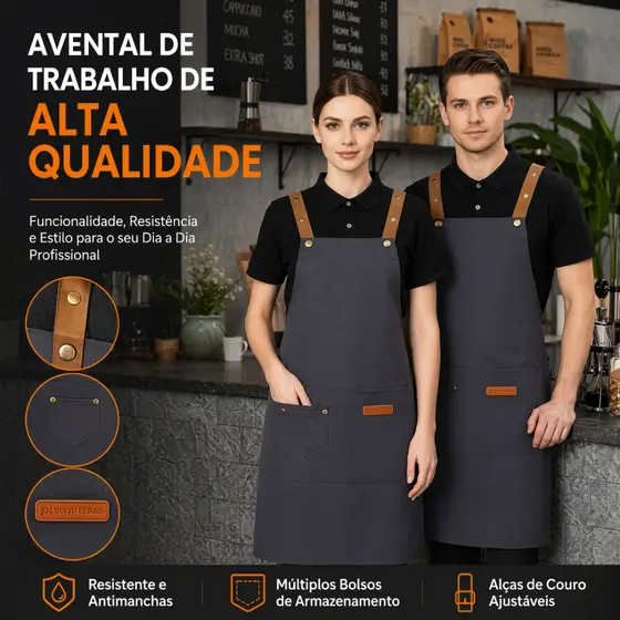 Avental de Cozinha Oxford Impermeável com Bolso e Alça Regulável