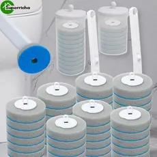 Conjunto De Escova De Vaso Sanitário Descartável De 12-24 Unidades-Kit De Limpeza De Cabeça De Reposição Montado Na Pare