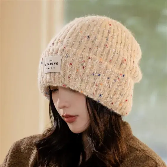 Chapéus De Inverno Para Mulheres Gorro Folgado Malha Proteção De Ouvido Manter Quente À Prova De Vento Casual Frio