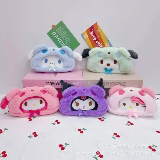2024 Gato Desenho Animado Sanrio Mymelody Kuromi Cinnamoroll Pochacco Kawaii Estojo De Lápis De Volta Às Aulas Para Meni