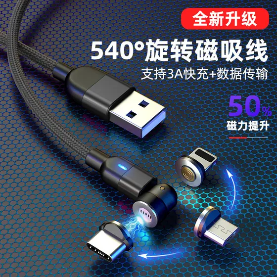 Carregador rápido tipo c Fonte Carregamento Rápido USB‑C Kit Carregador + Cabo Tipo C Cabo de dados magnético giratório