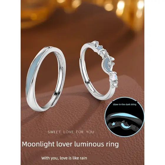 argola prata 925 anel solitário prata 925 berloque prata 925 925 esterlina estrela lua luminosa casal anel mascul