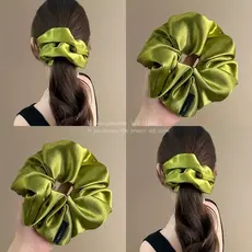 Primavera romântico ~ cetim abacate Scrunchy anel de cabelo fresco Mori rabo de cavalo corda de cabelo gravata bola cabe