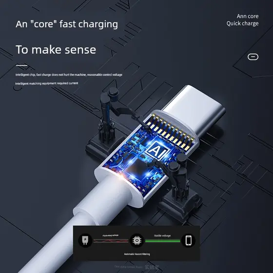 Fonte Carregamento Rápido USB‑C Carregador rápido tipo c Carregador Celular USB‑C Importado Cabo de dados tipo c de cabe