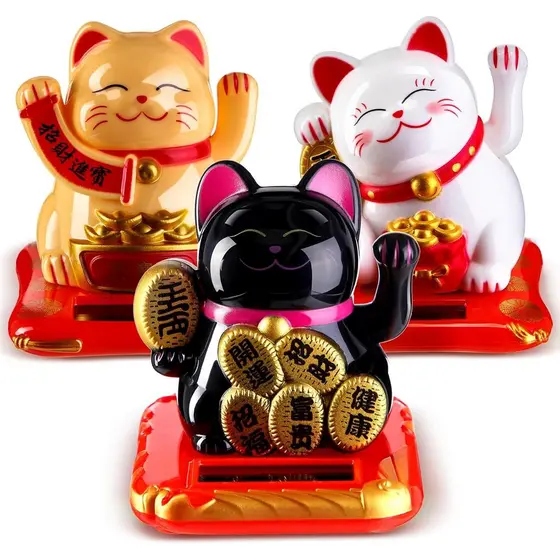 3 Peças de 2,95" Gato da Sorte de Natal com Braço Acenando Maneki Neko Gato da Sorte Ano Novo Solar Feng Shui Fortuna Ri