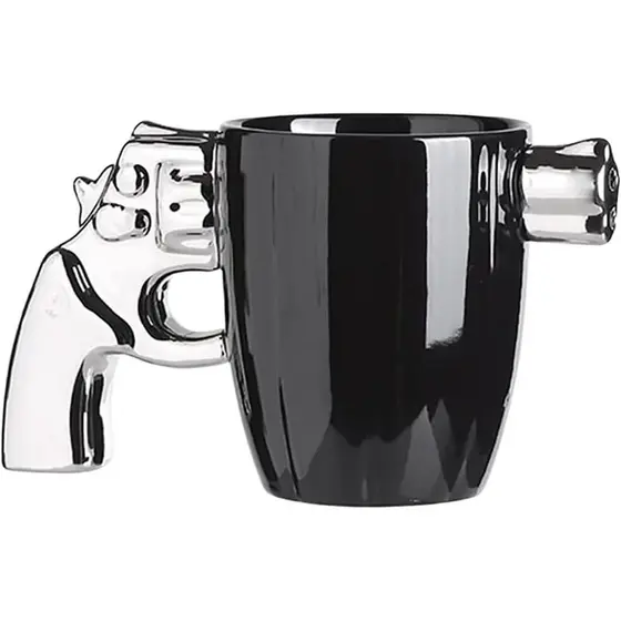 Caneca de Cerâmica Criativa em Forma de Pistola para Homens, Caneca de Café de Porcelana de 12OZ com Design de Pistola, 