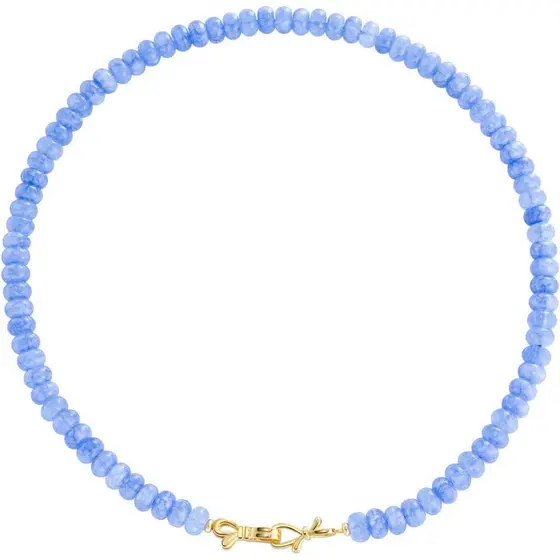Colar Choker de Pedras Preciosas Coloridas NLIEO para Mulheres, com Laço de Ouro 14K e Pedras de Nascimento, 18 polegada