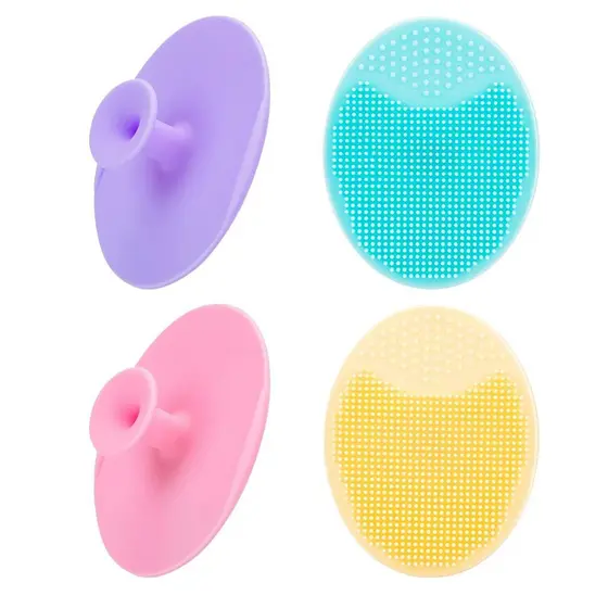 Conjunto de 4 Escovas Esfoliantes Faciais, JEXCULL Escova de Limpeza Facial de Silicone Macio, Esfoliante Facial, Almofa