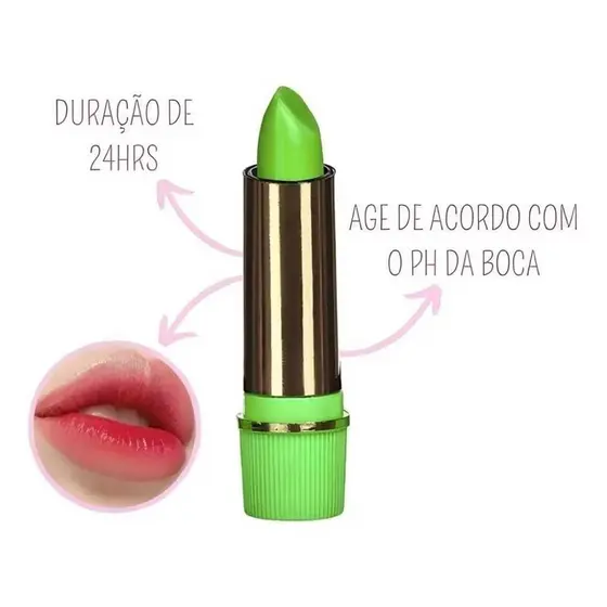 Batom Verde Mágico Belle Femme - Longa Duração, Tonalidade Rosada, 3,8g