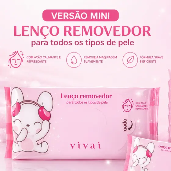 Lenço Umedecido Removedor de Maquiagem Vivai Mini