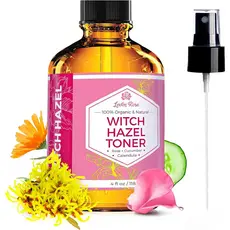 Tônico Facial Sem Álcool Witch Hazel da Leven Rose, Água de Rosas 100% Pura e Orgânica com Pétalas de Rosa, Calêndula, P