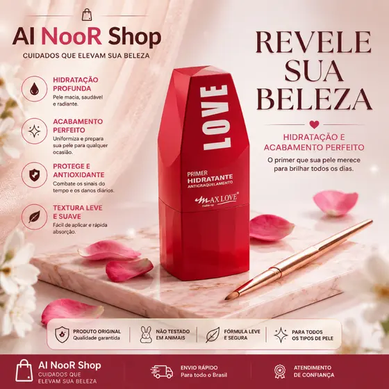 Primer Hidratante Max Love Anticraquelamento Com Ácido Hialurônico 30ml