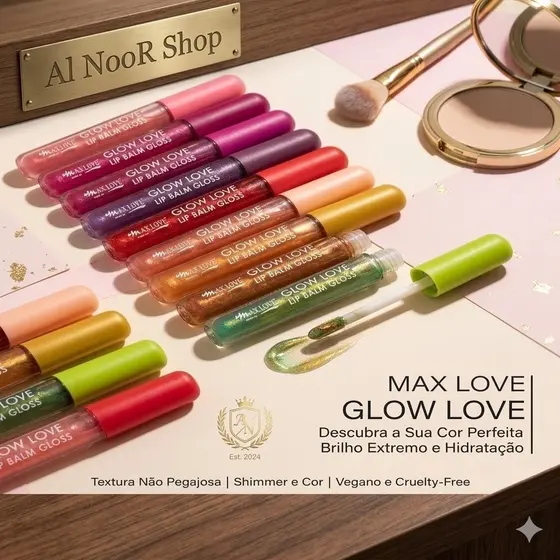 Gloss Labial Hidratante Max Love Glow Love com Mel de Abelha – Lip Balm 5ml – 12 Aromas