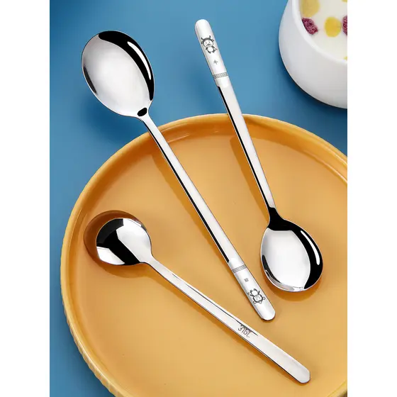 Colher doméstica 316 colher de sopa de aço inoxidável alça longa crianças dos desenhos animados comer colher de mesa de