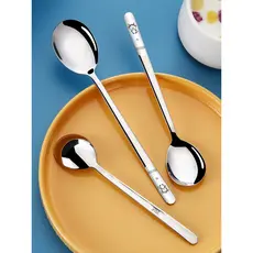 Colher doméstica 316 colher de sopa de aço inoxidável alça longa crianças dos desenhos animados comer colher de mesa de
