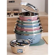 Bacia de aço inoxidável 304 doméstica espessada macarrão japonês pequena bacia de sopa bacia redonda bacia de arroz de f