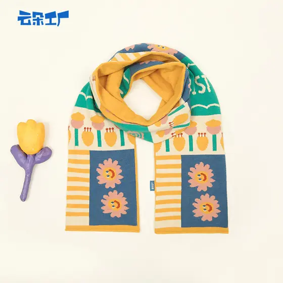 Nuvem fábrica flor cor combinando cachecol ao ar livre quente bonito malha impressão versão coreana babador longo xale f