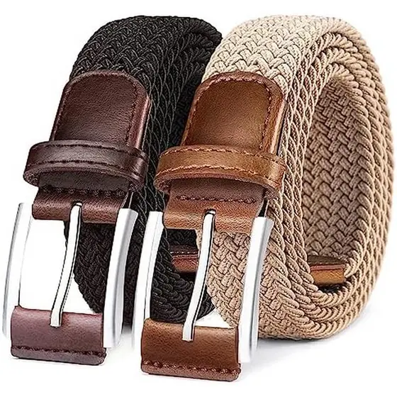 Cinto BULLIANT Para Homens , 2 Pacotes , Presente Masculino , Elástico Trançado Jeans De Golfe Casuais , 1 3/8 "